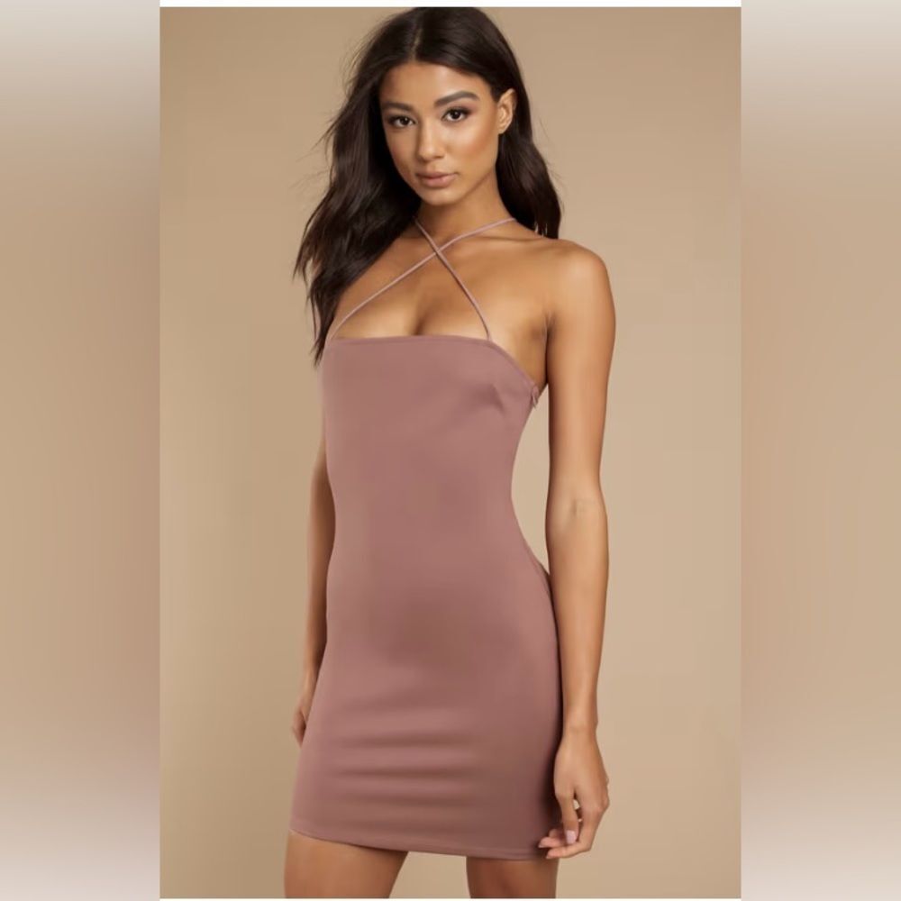 NEW Tobi Crisscross Front Strap Bodycon Mini Dress Dusty Rose Size S